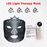 Masque facial de luminothérapie APTREDLIGHT 300 LED noir, luminothérapie LED 4 couleurs, masque facial en silicone pour luminothérapie rouge