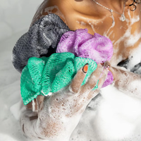 Éponge exfoliante longue en nylon authentique OEM pour le dos et le corps, gant de toilette, loofah, cordes et nœuds, logo personnalisé