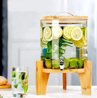 Distributeur de boissons en verre borosilicaté résistant à l'humidité scellé et résistant aux hautes températures avec robinet en ABS pour jus de vin et cola