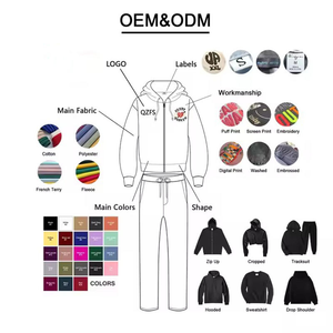 100% cotton cổ điển Tracksuit Chất lượng cao axit-rửa Zip-up Hoodie và chạy bộ quần 2 mảnh dạo phố trang phục cho nam giới - Product Image 4
