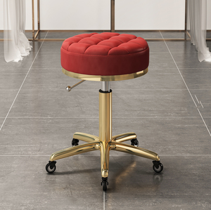 Chaise de coiffure réglable à 360 degrés avec roulettes, tabouret de salon doré, mobilier de salon de haute qualité - Product Image 3