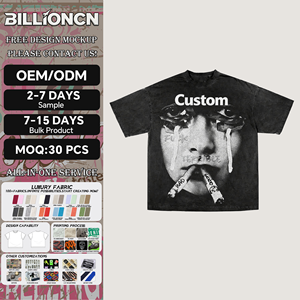 Camiseta de Hombre Oversize Estilo Boxy Personalizada OEM Vintage Lavado Ácido Heavyweight 100% Algodón con Logo Estampado DTG Cropped - Product Image 1