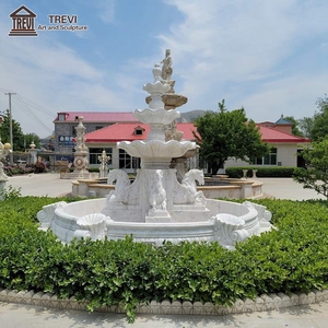 Trevi trang trí ngoài trời Tay Chạm Khắc đá cẩm thạch trắng tự nhiên 3 tầng đài phun nước bất động sản với tượng ngựa Pegasus - Product Image 5