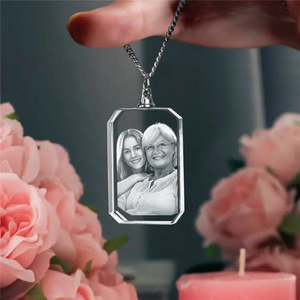 Thiết kế mới bán buôn trống K9 pha lê Vòng cổ Tùy chỉnh hình ảnh 3D Laser khắc hình chữ nhật pha lê Keychain cho quà tặng - Product Image 2