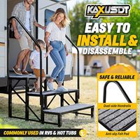 Escalier portable pour spa et camping-car en acier, 3 marches, avec double main courante, poutres transversales renforcées des deux côtés, capacité 660 lbs, modèle 2026 mis à jour
