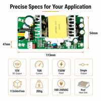 Fuente de Alimentación Conmutada de Marco Abierto de Alta Corriente 15V 10A 150W SMPS PCB para Amplificador de Audio CNC Industrial OEM ODM