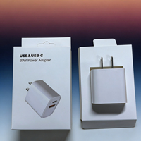 Chargeur mural USB Type-C double port 20W à charge rapide PD 3.0/QC3.0, matériau ignifuge, garantie 12 mois pour appareil photo, tablette, écouteurs