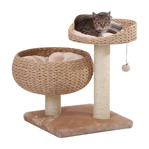 Wholesale Original Design cat climbing frame Scratch Post for Kittens Pet House basket Cat Tree Furniture Rattan