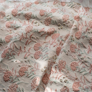 100% tela de diseñador de poliéster tejido jacquard brocado tela para vestido ropa 3D patrón de flores jacquard - Product Image 6