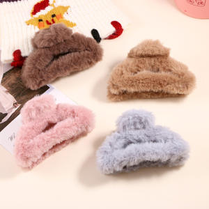 Pinza de Pelo Coreana de Peluche Colorida para Mujer, Diseño Semicircular de Estrella de Plástico de 10CM, Ecológica para Uso Diario y Regreso a Clases - Product Image 2