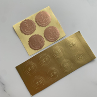 Feuille d'autocollants personnalisés en aluminium métallisé bronze rose doré, effet miroir mat, avec logo gaufré adhésif