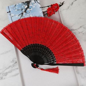 Abanico de Mano de Bambú con Encaje, Regalo de Boda para Mujer, Abanico Plegable con Borla para Baile - Product Image 4