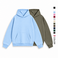 Hoodie Pria Custom OEM Bordir Sablon Puff Print 430 GSM Warna Senada, Model Pullover Kasual Musim Dingin