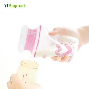 YTbagmart kemasan ritel Ldpe plastik kustom Logo disterilkan, kunci ritsleting pendingin berdiri kantong tas penyimpanan susu