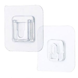 K1256 Seamless <b>Plastic</b> Wall <b>Hooks</b> Double-Sided Multifunction for Bathroom Kitchen Door Storage Holders - Product Image 1