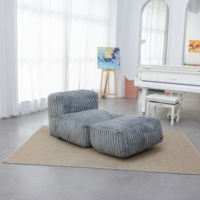 Nuevo y Divertido Puff Multifuncional de Piel Sintética de Conejo con Rayas Grises de Lujo, Cama Tipo Puff Súper Cómoda y Plegable