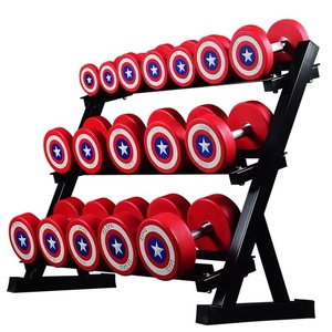 Haltère rond en <span class=keywords><strong>caoutchouc</strong></span> de haute qualité pour la <span class=keywords><strong>musculation</strong></span> en salle de sport, rouge, Captain America, Apu - Product Image 5