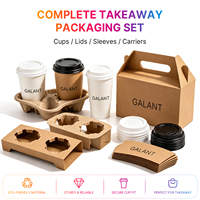 Support de tasse en papier avec insert de plateau et manchon pour boissons à emporter, café, thé, fleurs, snacks, biscuits, pâtisseries - Vente chaude