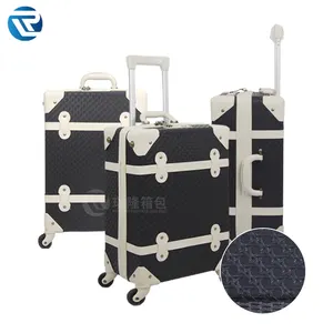 Popular nuevo diseño de lujo de cuero PU hecho a mano cabina de mano maleta Vintage juegos de equipaje de viaje