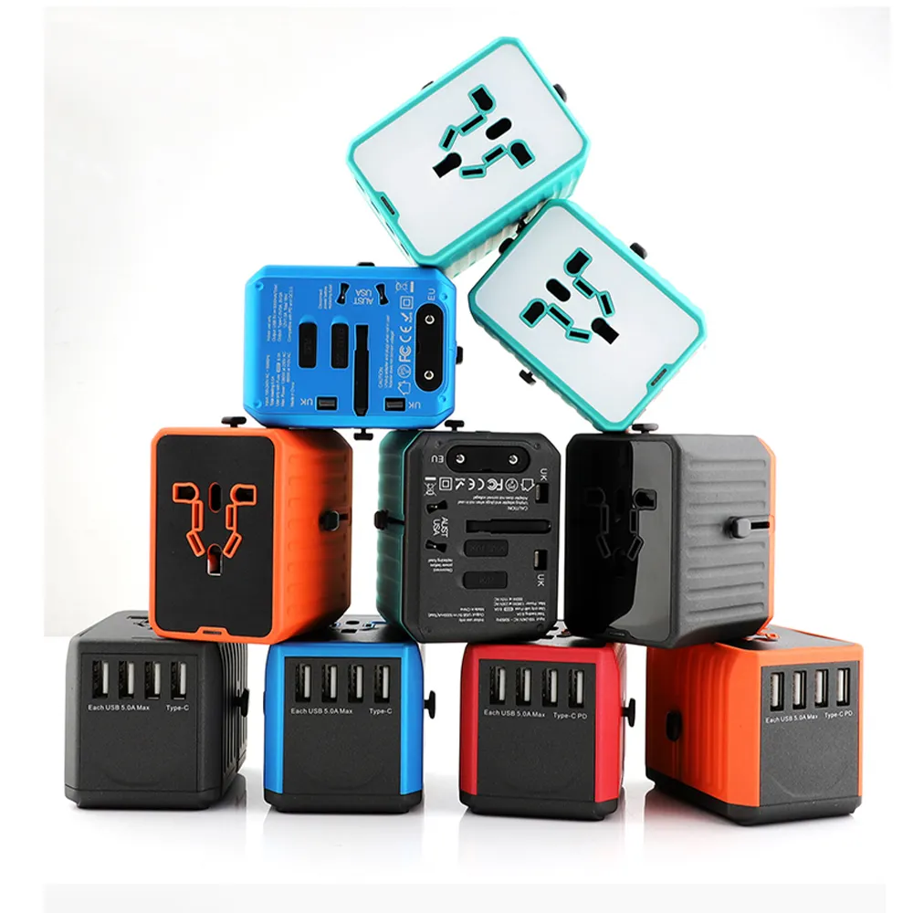 Portable Universal Travel Adapter With Four Usb Smart Usb Charger Electrical Plug Socket