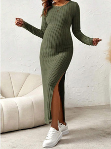 Abito lungo <span class=keywords><strong>in</strong></span> <span class=keywords><strong>maglia</strong></span> Modulare Sexy a maniche lunghe a maniche lunghe europeo e americano per maternità autunno e inverno - Product Image 3