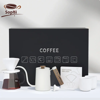 Coffret Cadeau pour Voyage en Plein Air : Kit de Café Filtré Manuel Moderne 7 Pièces avec Pot et Filtre