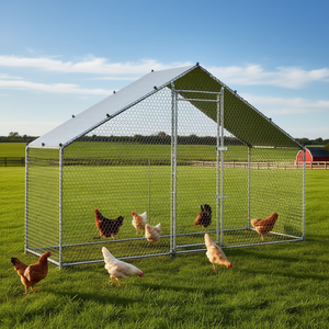 Poulailler métallique 9,8 x 3,3 x 6,6 pieds avec couverture imperméable et toit en spire, abri pour volailles accessible à l'intérieur - Product Image 2