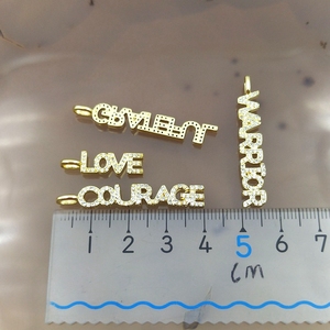 Pendentif en or plaqué 18k avec lettre <span class=keywords><strong>micro</strong></span> pavé, breloque d'amour, en zircon cubique, pour la fabrication de bijoux, 50 pièces - Product Image 4