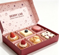 Emballage cadeau en carton pliable de qualité alimentaire avec séparateur intérieur pour brownie, donut, cookie, dessert, pâtisserie, vente en gros