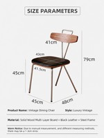 Chaise de salle à manger mi-siècle avec dossier en acier, pour la maison et les petits appartements, durable, luxe léger, haut de gamme, style Bauhaus rétro, chaise d'îlot