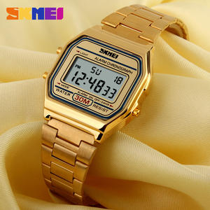 Reloj de Pulsera <span class=keywords><strong>Skmei</strong></span> <span class=keywords><strong>1123</strong></span> para Hombre, Digital con Correa de Acero Inoxidable Chapada en Oro, Delgado, Joyería de Moda Mundial - Product Image 5