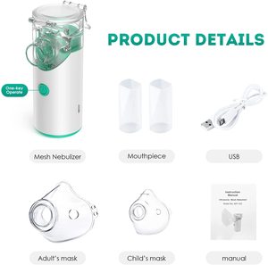 Nebulizador recargable ultrasónico portátil, trabajo silencioso con 2 máquinas nebulizadoras de malla de modo ajustable para viajes y uso doméstico - Product Image 6