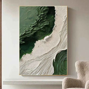 Arte de Pared Abstracto Hecho a Mano con Estilo Wabi Sabi, Decoración del Hogar, Acuarela Azul, Arte de Textura 3D Moderno - Product Image 4