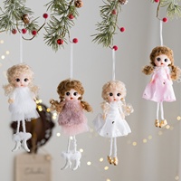 Pendentif Poupée Ange en Peluche, Ornement de Noël en Tissu avec Jupe en Dentelle, Décoration d'Intérieur, Cadeau Adorable, Style Instagram
