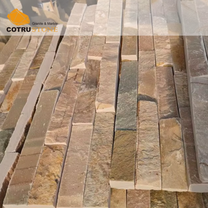 Rivestimento della <span class=keywords><strong>parete</strong></span> del giardino in <span class=keywords><strong>pietra</strong></span> <span class=keywords><strong>naturale</strong></span> su misura quarzite giallo arrugginito stile tradizionale cultura all'aperto impiallacciatura <span class=keywords><strong>parete</strong></span> di ardesia - Product Image 2