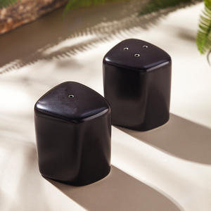 En gros Pas Cher Prix Porcelaine Réutilisable Noir Mat Salière Pour Restaurant Poterie Poivrière - Product Image 4