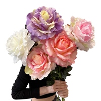 Roses artificielles en soie, extra-larges, rouges, pour la prospérité et la bonne fortune, décoration de mariage et de fêtes, pour l'exportation transfrontalière