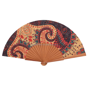Beau ventilateur pliant en liège <span class=keywords><strong>Mandala</strong></span> personnalisé ventilateur écologique en <span class=keywords><strong>bois</strong></span> et tissu personnalisé - Product Image 1