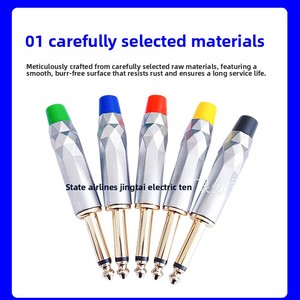 Đá quý 6.35 âm thanh cắm kim cương 6.3 Micro cắm mạ vàng 6.3 hai lõi Micro cắm Micro kết nối & thiết bị đầu cuối - Product Image 4