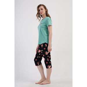 Traje de dormir capri ovalado de manga corta con cuello redondo para mujer - Product Image 2