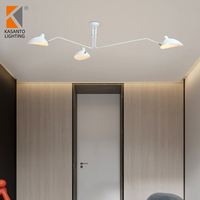 Style nordique Serge Mouille 2 bras lustre lampe plafonnier de taille moyenne avec 2 têtes
