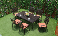 Ensemble table à manger et chaises de patio de jardin extérieur de haute qualité, ensemble table et chaises de salle à manger vintage de jardin en métal avec cadre en métal