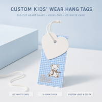 Ensemble d'étiquettes suspendues personnalisées en forme de cœur, style mignon crème laiteux, avec estampage à chaud bronze, cordon en nylon fin et trou de suspension, pour vêtements d'enfants