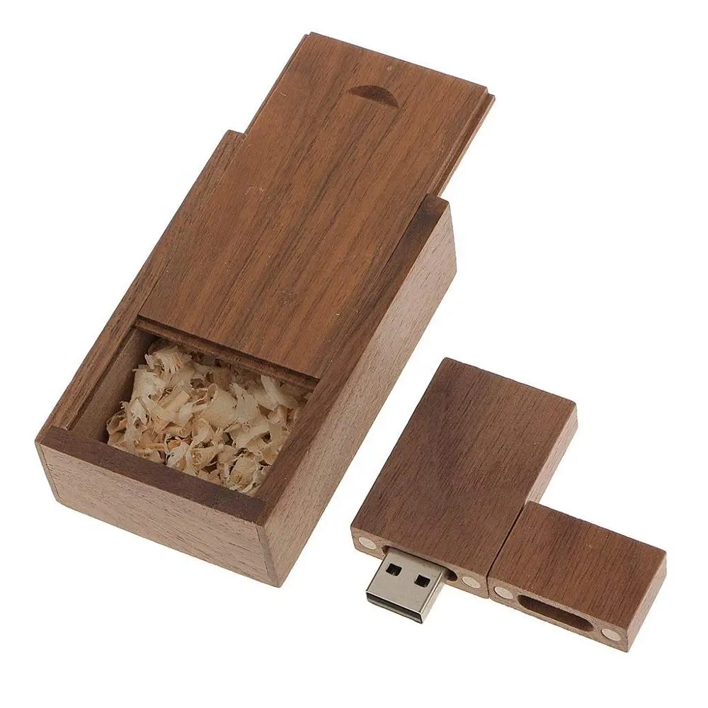Wood usb stick 8GB bamboo,maple,walnut usb flash pendrive and box with branded logo