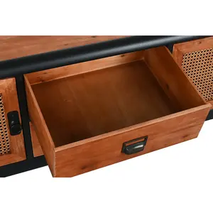 Meuble TV avec cadre en sapin et métal 150x40x50cm Marron foncé - Product Image 6