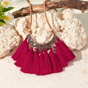Parure de bijoux à pampilles, collier et boucles d'oreilles, style bohème, en alliage plaqué bronze antique, pour femme, mode soirée 2024 - Product Image 4