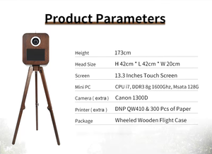 Cabina de Fotos Retro de Madera Maciza con Pantalla Táctil de 13.3 Pulgadas, Juego Completo con Soporte para Impresora, Cámara e Impresora con Estuche de Viaje - Product Image 2