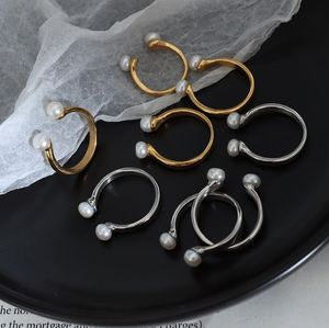 Bague en perles à prix d'usine, double perle naturelle, plaquée or 18 carats, en acier inoxydable, pour femme - Product Image 2