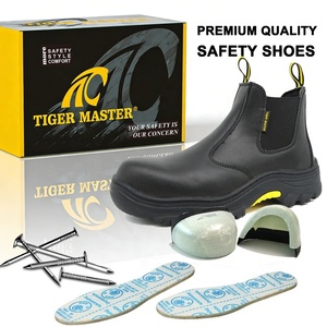 รองเท้าเซฟตี้หนังสีดำสำหรับอุตสาหกรรมน้ำมัน <span class=keywords><strong>แก๊ส</strong></span> และเหมืองแร่ พื้นยางกันลื่น ป้องกันการเจาะทะลุ หัวรองเท้าคอมโพสิต ไม่มีเชือกผูก - Product Image 3