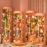Boîte cylindrique en plastique transparente avec lampe HST, tube PET, boîte ronde pour jouet en peluche, emballage cylindrique, boîte ronde, bacs de rangement pour jouets à domicile